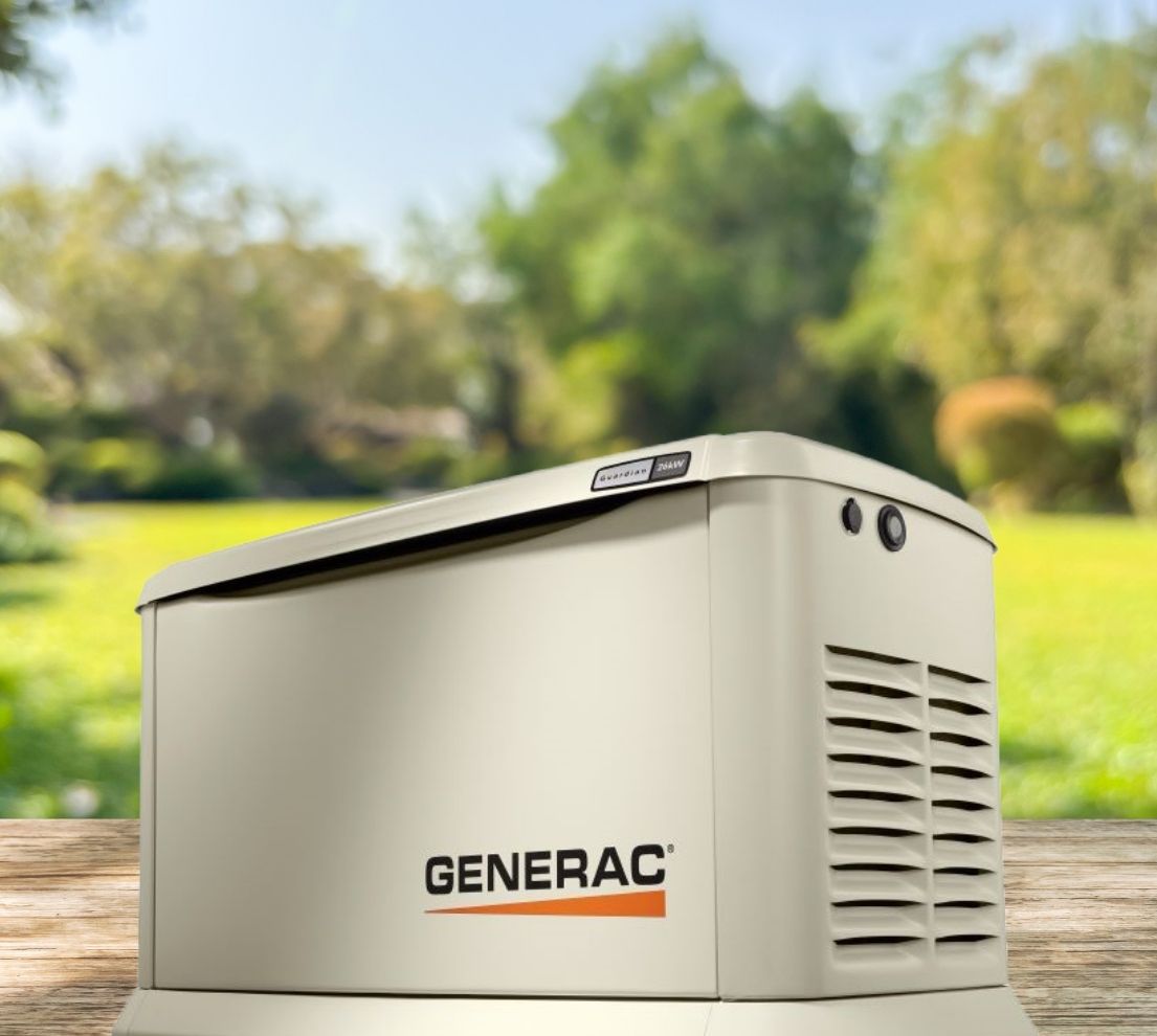 Generac generator in a backyard